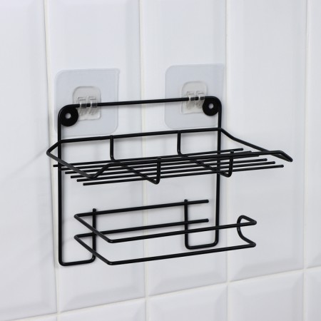 A holder for toilet paper with a shelf, 19 × 10 × 14.5 cm, black color
