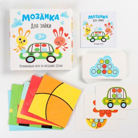 Board game according to the methodology of Segen "Mosaic for Bunny", 20 cards, 4 figures, 3+-1