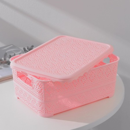 Storage container with a lid "openwork", plastic, 26 × 19 × 11.5 cm, color mix-2