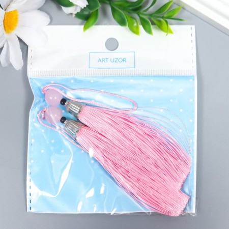 Decor for creativity Textile "Brush with a bead" Direct pink set 2 pcs 10x1 cm-2