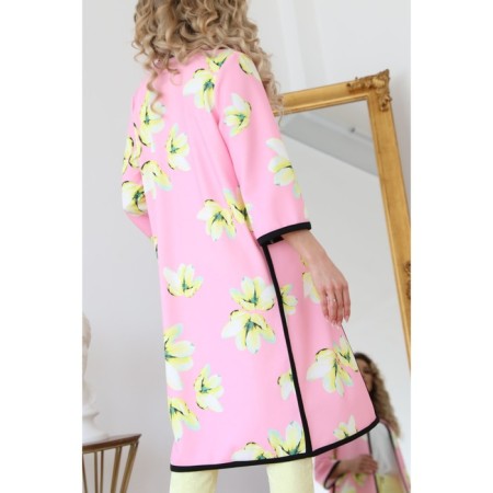 Cardigan female, size 50, white, pink color-9