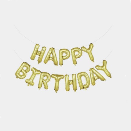Foil ball 16 "Happy Birthday", with black stroke-1