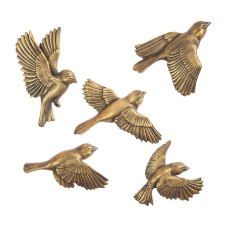 Wall decoration, plaster panel "birds" 5 pcs, bronze-3