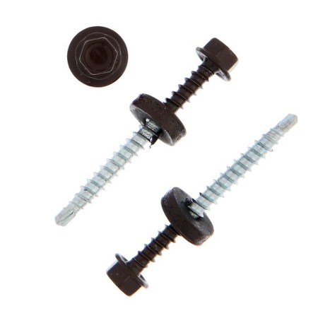 Self-tapping screws Roof tundra Krep with a drill 4.8x50 mm, dark brown 1 kg