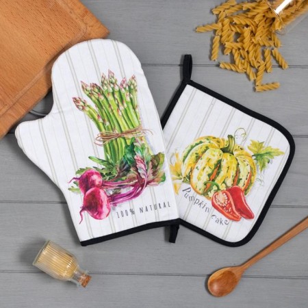 Ethel kitchen set "Vegetable": mittens-seging 20x28 cm, take 19x19 cm, 100% cotton
