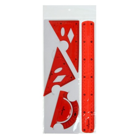 The set is geometric, silicone, flexible: ruler 30 cm, 2 squares, transport, mix-3