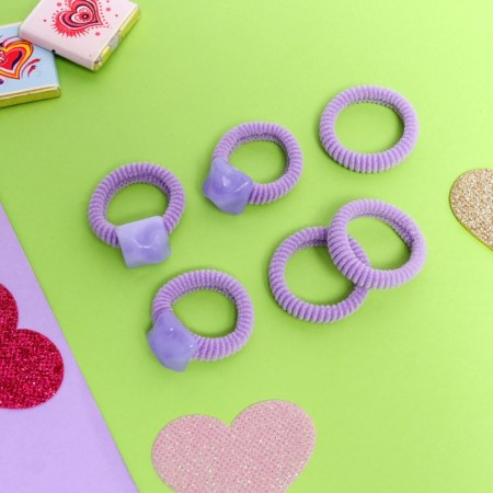 Hair gum "Tenderness" (set 6 pcs) Geometry, 2 cm, lilac-1