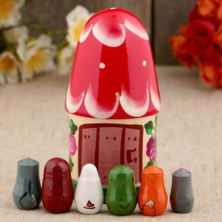 Finger Theater "Teremok", Teremok and 6 dolls, 14 cm-1