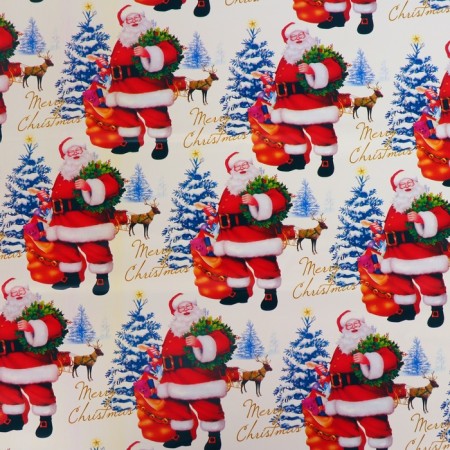 Packing film for gifts, metallized, 35MKM "Santa in the forest", 50x70cm-1