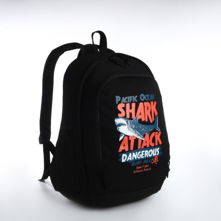 Young backpack from textiles on lightning, 3 pockets, black color-2