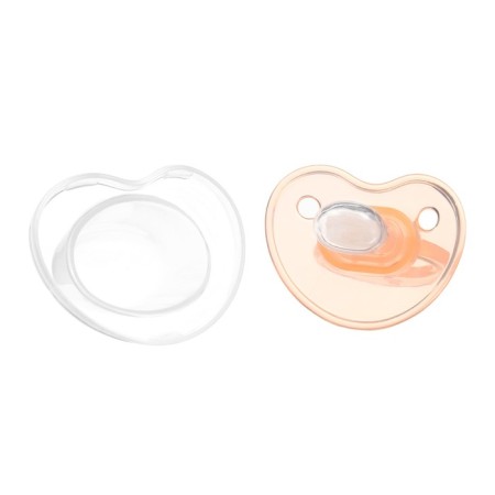 Silicone orthodontic dummy with a cap, from 0 months, color peach-7
