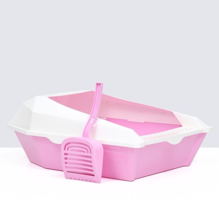 Cata toilet curly with an side with a scoop, 54 x 38 x 20 cm, white-pink