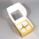 Capley box, confectionery packaging with a window, 4 cells "golden", 16 x 16 x 10 cm