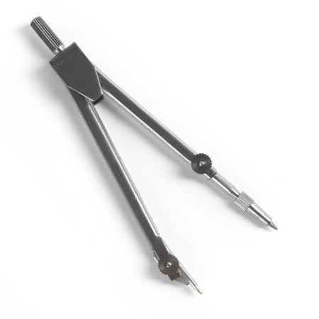 Metallic compass 110 mm, in a plastic pencil case, cover - a ruler, with a neck, mix-1