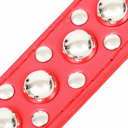 Collar "Sirius", leatherette with rivets, 56 x 3 cm, Osh 42-52, red-5