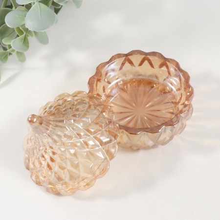 Casket glass "Lukovka" caramel 8x8x8 cm-1