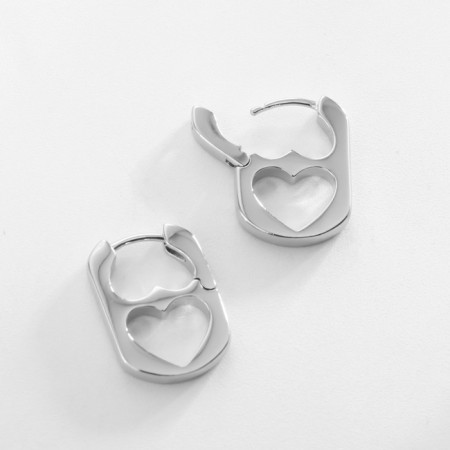Earrings Metal Xuping Heart, Stone, Silver Color-1