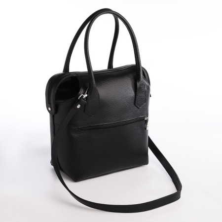 Women's bag with a zipper, with a cosmetic bag, black color-1