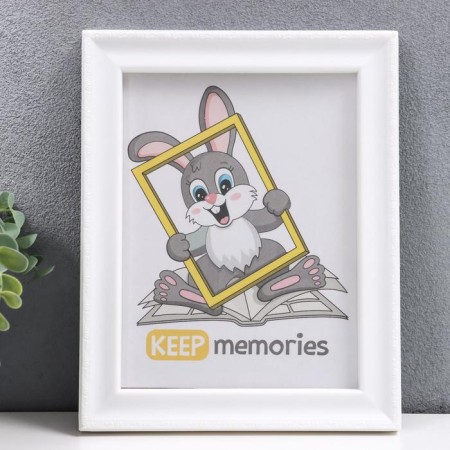 Photo frame plastic L-6 15x21 cm, white (plastic screen)