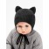 A cap on ties with ears Children's Amarobaby Pure Love Kitten, lining, size 40-42 cm, black color