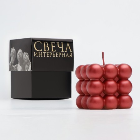 Figure candle "Babble" Big Cube, 5x5x5 cm, red, in the box-3