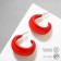 Earrings Metal "brightness" half -ring, red color