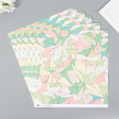 Scrapbooking paper bilateral gold "triangles" density 180 grams set 5 pcs 30.5x32 cm-3