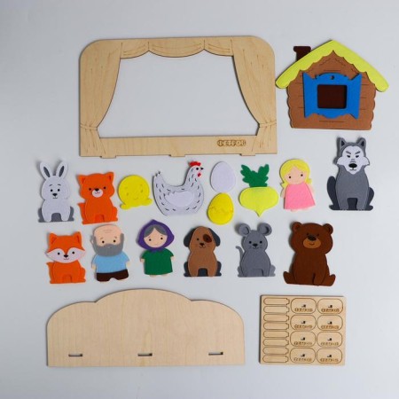 Table theater "Set 3 in 1" (Kolobok, Turnip, Kurochka Ryaba)-1