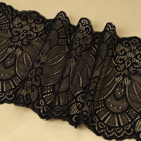 Lace elastic fabric, 185 mm × 2.7 ± 0.5 m, black color-2