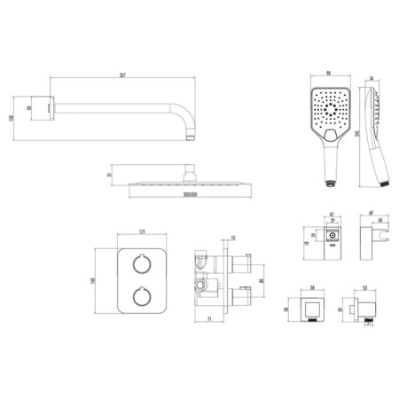 Lemark Yeti LM7849C shower system, single -leaf, tropical shower, watering can, thermostat, chrome-1