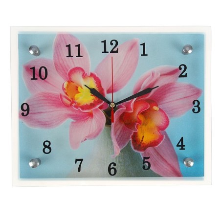 Carty clock is wall-mounted, interior "flowers in a vase", silent, 25 x 20 cm