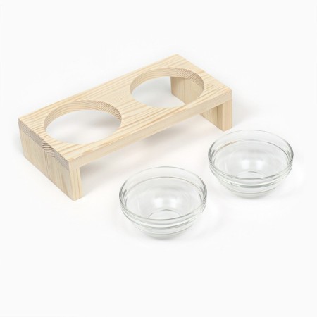 Double stand with bowls made of transparent glass 30 x 14.5 cm x 6.5 cm, 2x250 ml-3