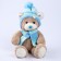 Soft toy "Little Friend", New Year's bear in a hat and scarf, blue color