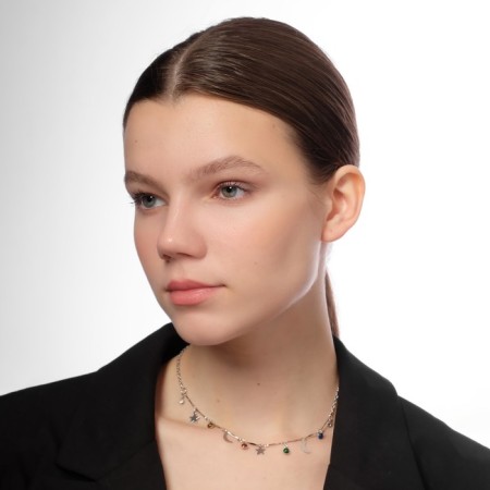 Choker "crescent" phases of the moon, colored in silver, 35 cm-4
