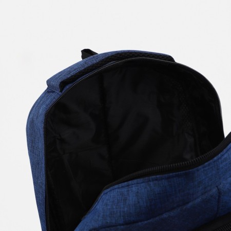 A backpack with a zipper, 2 external pockets, blue color-5