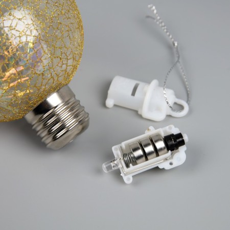 Christmas ball "Ice pattern", d = 8 cm, 1 LED, LR44X3 (in the set), glow warm white-2