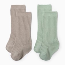 Гольфы детские 2 пары Крошка Я BASIC LINE, 12-14 см, зеленый/ бежевый