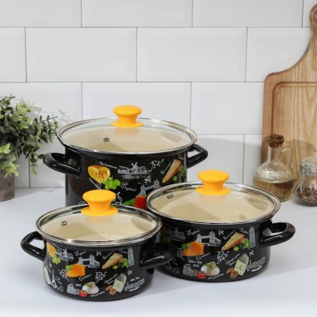 Set of pots "Cheese 5-1 Extra", 3 objects: 1.5 l, 2.3 l, 5 l, covers, induction