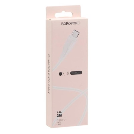 Cable Borofone BX18, microUSB - USB, 2 A, 2 m, PVC braid, white-4
