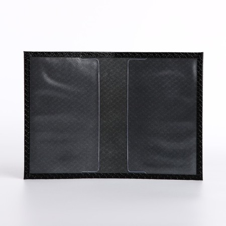 Cover for passport, embossing, braid, black color-4