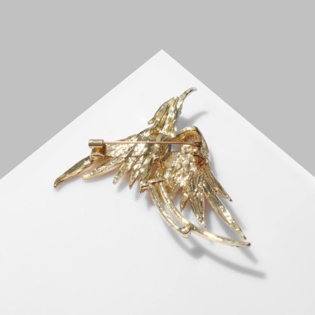 Brooch "Bird" Phoenix, white-yellow color in gold-1