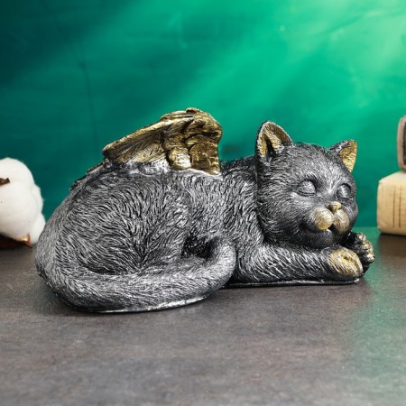 Piggy bank "Kitten Angel" 21x12cm, silver with gilding-2
