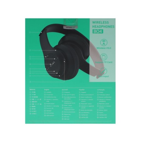 Headphones Borofone BO4 Charming Rhyme, wireless, invoices, BT5.0, AUX, 200 mAh, black-5