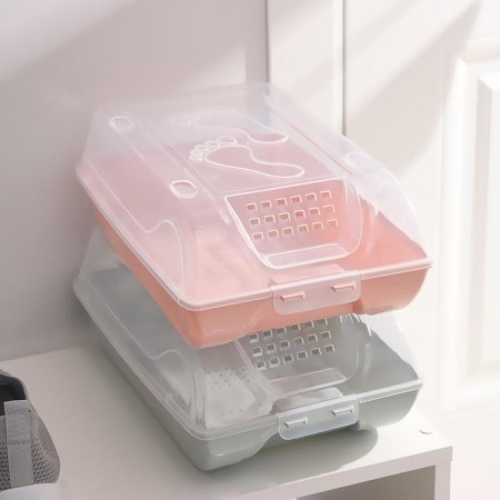 Box for storing shoes with a lid "Traces", 37 × 22 × 14 cm, pink color-7
