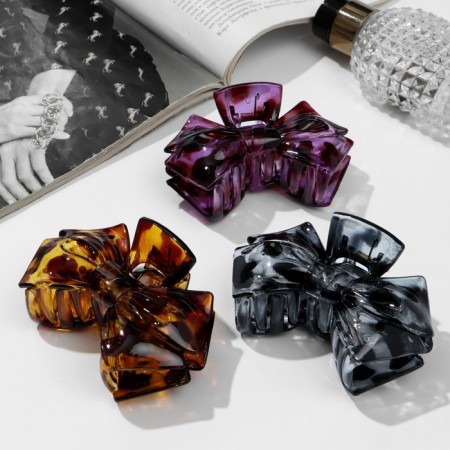 Hair crab "Leopard print" Bow, 8.5 cm, mix-1