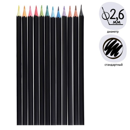 Pencils of 12 flowers Calligrata, "Black Series" sharpened, hexagonal, plastic, cardboard packaging, euro suspension-1