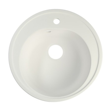 Sin for a kitchen made of stone Zein 3/G31, D = 510 mm, round, overflow, white matte-3