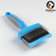 A bilateral flexible packer with straight and bent teeth, 21 x 9.3 cm, blue