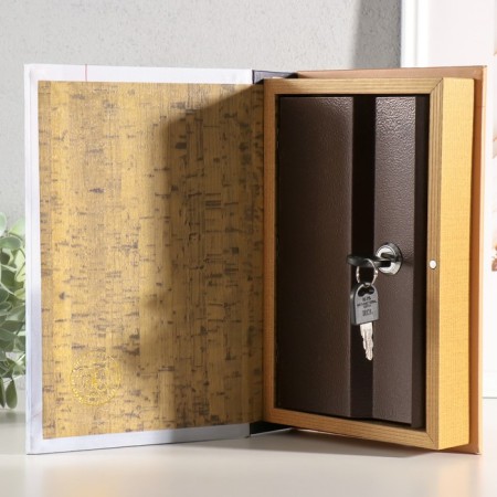Safe-book wood, leatherette, mirror "Interior Design" 24x16x5 cm-1