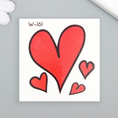Tattoo on the body color "red hearts" 6x6 cm